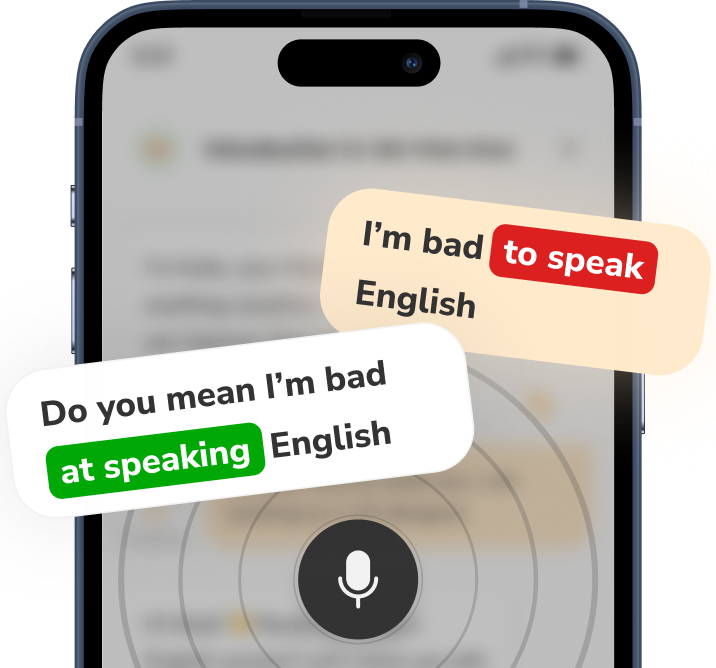 Katie AI correcting an English sentence in real time